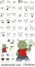 alien kid cartoon set in vector format