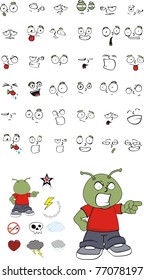 alien kid cartoon set in vector format