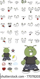alien kid cartoon set in vector format