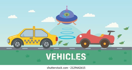 Alien lands on racing cars