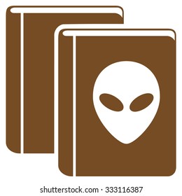 Alien Library vector icon. Style is flat brown symbol, rounded angles, white background.