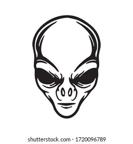 Alien line art illustration isolated in white background.