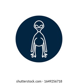 Alien line block style icon of Space futuristic cosmos outside universe astronomy adventure and exploration theme Vector illustration
