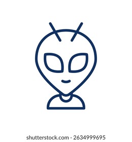 Icono de línea alienígena. Signo de contorno de alienígena de trazo editable