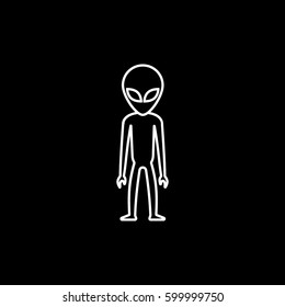 Alien Line Icon On Black Background