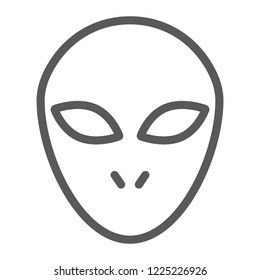 Alien line icon, space and character, humanoid sign, vector graphics, a linear pattern on a white background, eps 10.