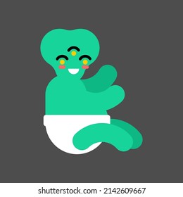 Alien little baby isolated. extraterrestrial child. Little monster Vector illustration