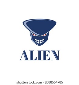 Alien logo illustration. Fill style logo. Logo of shoe can be used as your brand, your company, your store, your game brand and others. minimalist logo.