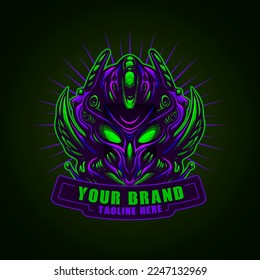 alien logo mascot character vector