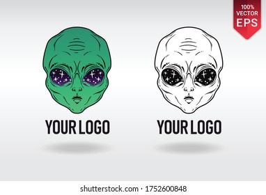 alien logo template vector tattoo illustration