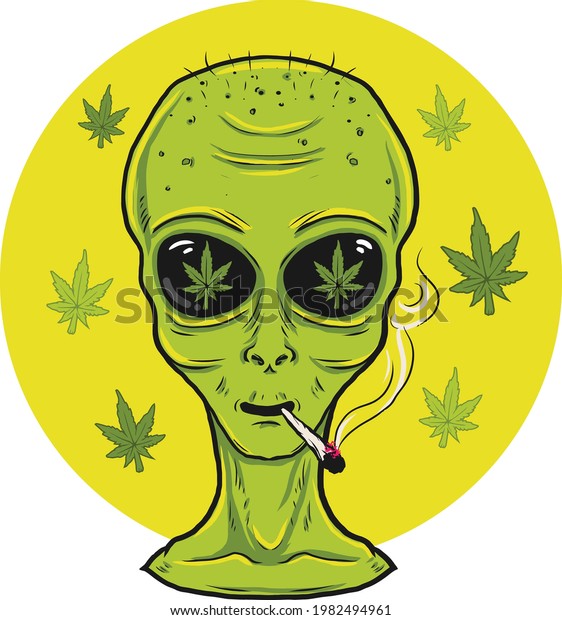 Alien Logo Vector Smoking Joint Marijuana Stock Vector (Royalty Free ...