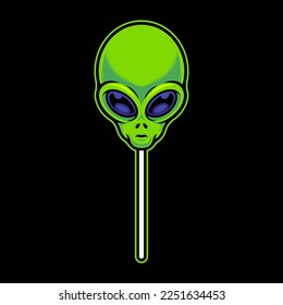 Alien Lollipop Vector Art Illustration on Isolated Background. Alien Shaped Lollipop Vector Illustration.