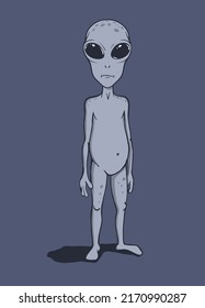 Alien looks to us. Vector illustration