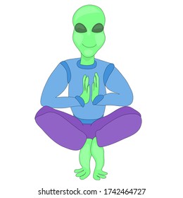 extraterrestre en posición de loto. alien haciendo yoga