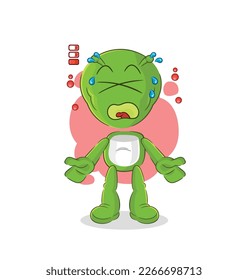 the alien low battery mascot. cartoon vector