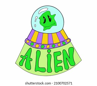 Alien Magic Psychedelic for mascot and merchandise illustrations