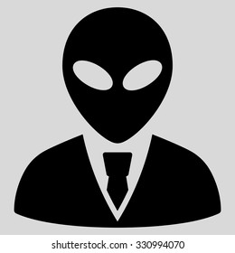 Alien Manager vector icon. Style is flat black symbol, rounded angles, light gray background.