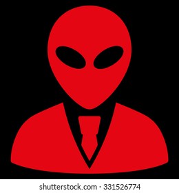 Alien Manager vector icon. Style is flat red symbol, rounded angles, black background.