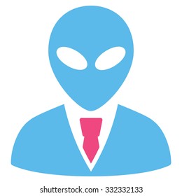 Alien Manager vector icon. Style is flat bicolor pink and blue symbol, rounded angles, white background.