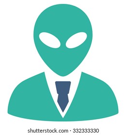 Alien Manager vector icon. Style is flat bicolor cobalt and cyan symbol, rounded angles, white background.