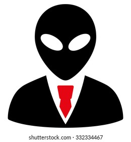 Alien Manager vector icon. Style is flat bicolor intensive red and black symbol, rounded angles, white background.
