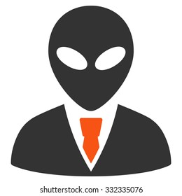 Alien Manager vector icon. Style is flat bicolor orange and gray symbol, rounded angles, white background.
