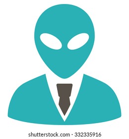 Alien Manager vector icon. Style is flat bicolor grey and cyan symbol, rounded angles, white background.