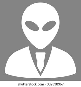 Alien Manager vector icon. Style is flat white symbol, rounded angles, gray background.