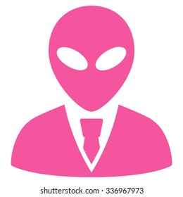 Alien Manager vector icon. Style is flat pink symbol, rounded angles, white background.