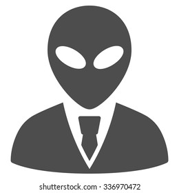 Alien Manager vector icon. Style is flat gray symbol, rounded angles, white background.