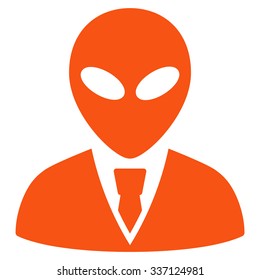 Alien Manager vector icon. Style is flat orange symbol, rounded angles, white background.