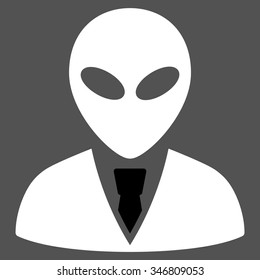 Alien Manager vector icon. Style is flat bicolor black and white symbol, rounded angles, gray background.