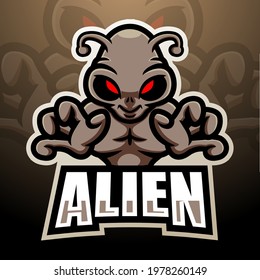 Alien mascot esport logo design	