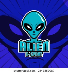 Vetor de design de logotipo de mascote alienígena para impressão de crachá, emblema, esporte e camiseta