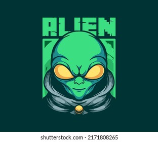 Alien Mascot Logo Template Illustration.