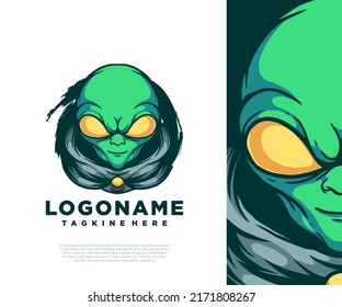 Alien Mascot Logo Template Illustration.