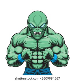 alien mascot vector illustration muscular alien design