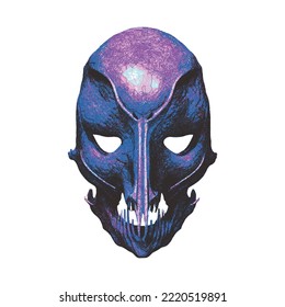 Alien mask. Vector illustration. Doodle sketch. Isolated on white background.