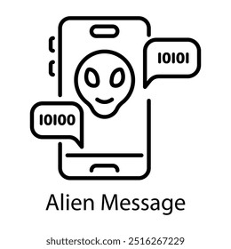 Alien message icon in line style