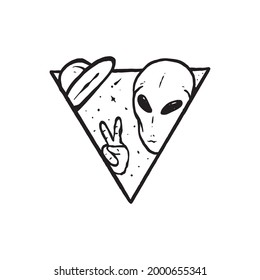alien monoline design. alien illustration tshirt design