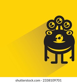 alien monster character with shadow on yellow background