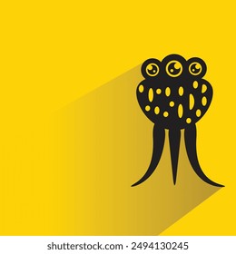 alien monster character with shadow on yellow background