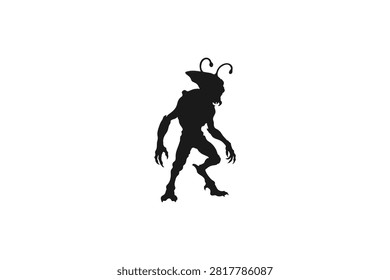 Alien monster creature silhouette isolated on white background