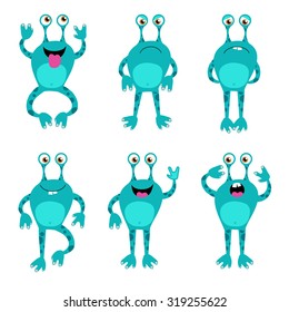 alien monster -  flat cartoon set. Comic positive vector.