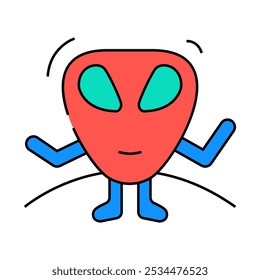 alien monster funny line icon vector. alien monster funny sign. isolated symbol illustration