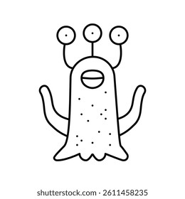 alien monster funny line icon vector. alien monster funny sign. isolated contour symbol black illustration