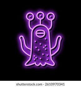 alien monster funny neon light sign vector. alien monster funny sign. isolated symbol illustration