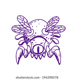 alien monster, hand drawn scribble or doodle style illustration