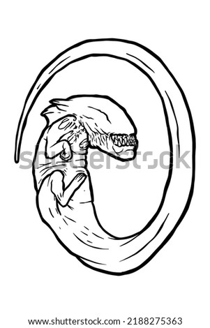 Alien monster - hand drawn - vector illustration