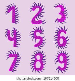 Alien monster number radiant violet magenta colors punk animal texture kids birthday